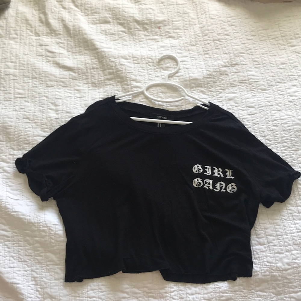 black “girl gang” crop top shirt!!